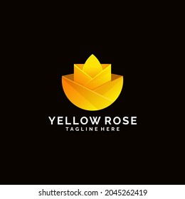Gradient colorful yellow rose flower logo design