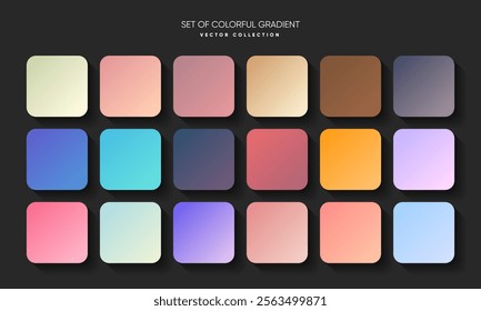 Gradient colors palette template, gradient color guide palette with color for paint, web ui, design etc.