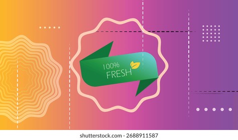 Gradient colors sales tags and labels. Natural foods fresh products banner. vector badges stock illustration