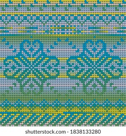 Gradient colors seamless pattern of a Christmas Ugly Sweater with winter flower