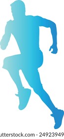 Gradient Colors Silhouette of Running Man. Flat Vector Illustration Isolated on White Background.