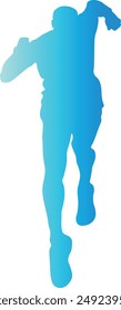 Gradient Colors Silhouette of Running Man. Flat Vector Illustration Isolated on White Background.