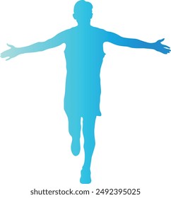 Gradient Colors Silhouette of Running Man. Flat Vector Illustration Isolated on White Background.