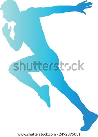 Gradient Colors Silhouette of Running Man. Flat Vector Illustration Isolated on White Background.