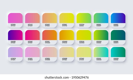 Gradient Colour Palette Catalog Samples in RGB or HEX Pastel and Neon