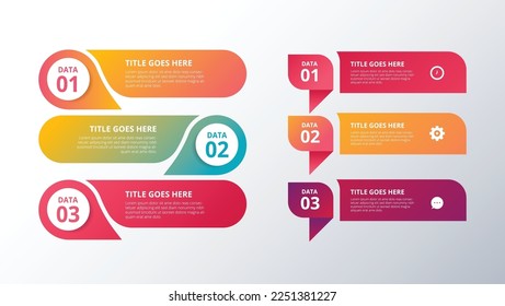 Gradient colourful infographic element collection