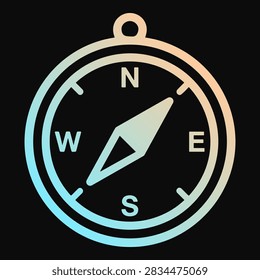 Gradient compass icon with N S E W markings and a hanging loop