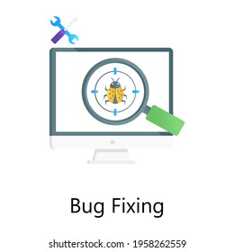 A gradient concept icon of bug fixing in editable style 