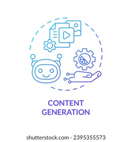 Gradient content generation icon concept, isolated vector, AI for SEO thin line illustration.