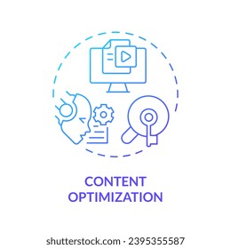 Gradient content optimization icon concept, isolated vector, AI for SEO thin line illustration.