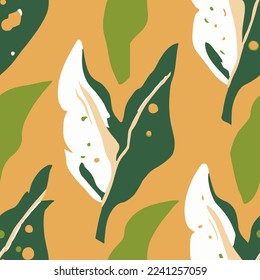 Gradient Continuous Botanical Spring Plant Textile Design. Vivid Repeated Tropical Natural Tree Invitation Wallpaper. White Repetitive Classic Branch Shape Background.