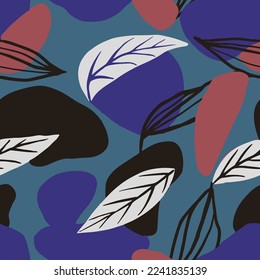 Gradient Continuous Classic Decorative Plant Lines Texture. Colorful Repeated Fashion Simple Beach Decor Design. Dark Seamless Floral Flora Shape Background.