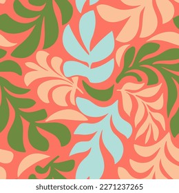Gradient Continuous Floral Simple Beach Lines Print. Vibrant Seamless Fashion Beautiful Branch Shape Vector. Pink Repetitive Summer Monstera Paint Design.