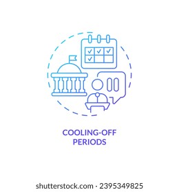 Gradient cooling off periods icon concept, isolated vector, lobbying government thin line illustration.