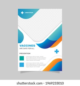 Gradient coronavirus vaccination flyer template. - Vector.