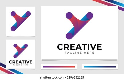 Gradient corporate brand identity y letter logo vector design 