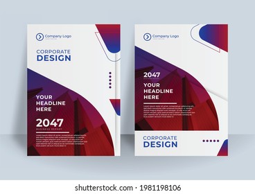 Gradient cover design with blue corporate color. Business book design  can be use for poster, banner, flier, business card, and much more. Wave background with dark blue scheme