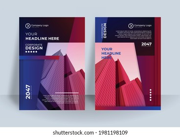 Gradient cover design with blue corporate color. Business book design  can be use for poster, banner, flier, business card, and much more. Wave background with dark blue scheme