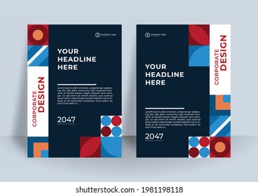Diseño de la cubierta degradada con color corporativo azul. El diseño de libros de negocios puede ser utilizado para afiches, banners, volantes, tarjetas de visita y mucho más. Fondo ondulado con esquema azul oscuro