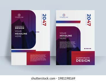 Gradient cover design with blue corporate color. Business book design  can be use for poster, banner, flier, business card, and much more. Wave background with dark blue scheme