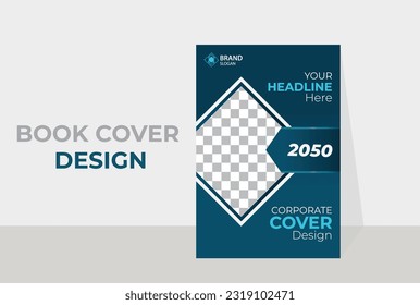 Diseño de la cubierta degradada con color corporativo azul. El diseño de libros de negocios puede utilizarse para la plantilla de diseño de carteles, pancartas, portadas de libros corporativas. Se puede adaptar a Brochure