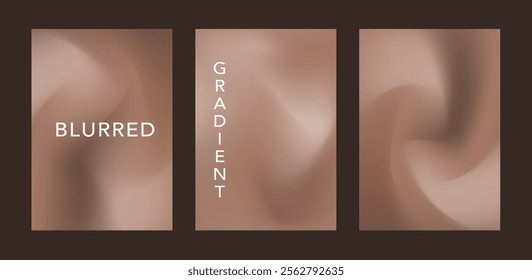 Gradient cover design set in vibrant soft brown and beige  blurry color. Vector design for social media template