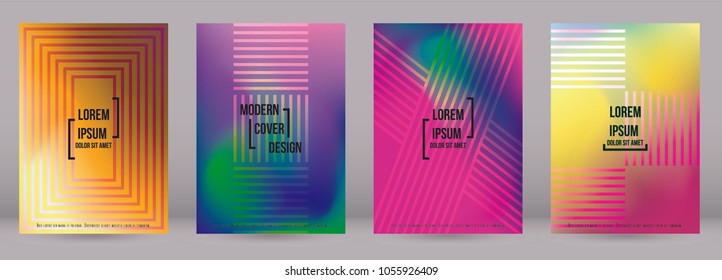 Gradient Cover Design for your Business with Abstract Lines and Holography Background. Futuristic Poster, Flyer, Layout with Liquid Pattern for Branding, Identity. Vector minimalistic brochure. A4 set