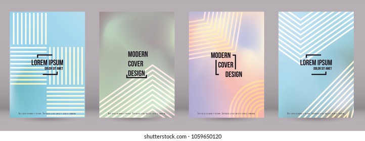 Gradient Cover Design for your Business with Abstract Lines and Holography Background. Futuristic Poster, Flyer, Layout with Liquid Pattern for Branding, Identity. Vector minimalistic brochure. A4 set