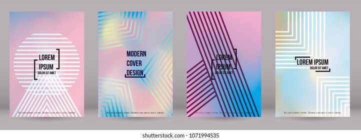 Gradient Cover Design for your Business with Abstract Lines and Holography Background. Futuristic Poster, Flyer, Layout with Liquid Pattern for Branding, Identity. Vector minimalistic brochure. A4 set