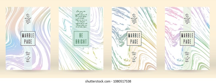 Gradient Cover Design for your Business with Abstract Lines and Holography Background. Marble Poster, Flyer, Layout with Liquid Pattern for Branding, Identity. Vector minimalistic brochure.