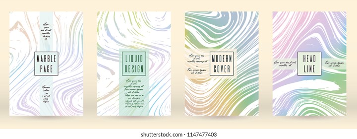 Gradient Cover Design for your Business with Abstract Lines and Holography Background. Marble Poster, Flyer, Layout with Liquid Pattern for Branding, Identity. Vector minimalistic brochure.