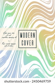 Gradient Cover Design for your Business with Abstract Lines and Holography Background. Marble Poster, Flyer, Layout with Liquid Pattern for Branding, Identity. Vector minimalistic brochure.