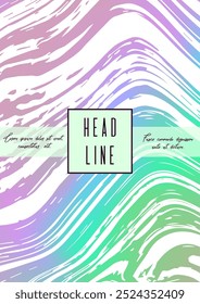 Gradient Cover Design for your Business with Abstract Lines and Holography Background. Futuristic Poster, Flyer, Layout with Liquid Pattern for Branding, Identity. Vector minimalistic brochure.
