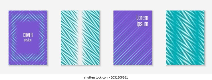 Gradient cover template. Blue and purple. Colored page, report, patent, banner layout. Gradient cover template with line geometric elements and shapes.