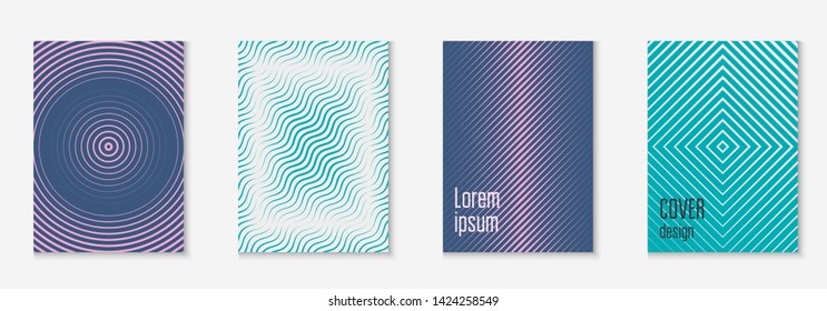 Gradient cover template. Colorful page, placard, annual report, booklet layout. Blue and purple. Gradient cover template with line geometric elements and shapes.
