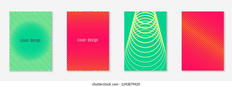 Gradient cover template. Green and yellow. Hipster mobile screen, notebook, annual report, journal mockup. Gradient cover template with line geometric elements and shapes.