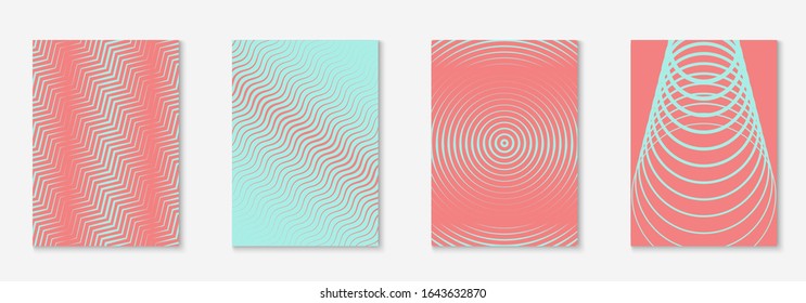 Gradient cover template. Halftone journal, certificate, page, invitation layout. Pink and turquoise. Gradient cover template with line geometric elements and shapes.