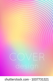 Gradient cover template. Minimal trendy layout with halftone. Futuristic gradient cover template for banner, presentation and brochure. Minimalistic colorful shapes. Abstract business illustration
