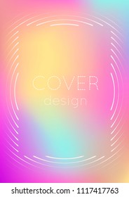 Gradient cover template. Minimal trendy layout with halftone. Futuristic gradient cover template for banner, presentation and brochure. Minimalistic colorful shapes. Abstract business illustration