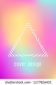 Gradient cover template. Minimal trendy layout with halftone. Futuristic gradient cover template for banner, presentation and brochure. Minimalistic colorful shapes. Abstract business illustration
