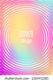 Gradient cover template. Minimal trendy layout with halftone. Futuristic gradient cover template for banner, presentation and brochure. Minimalistic colorful shapes. Abstract business illustration