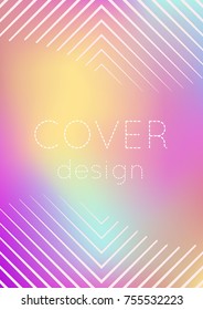 Gradient cover template. Minimal trendy layout with halftone. Futuristic gradient cover template for banner, presentation and brochure. Minimalistic colorful shapes. Abstract business illustration