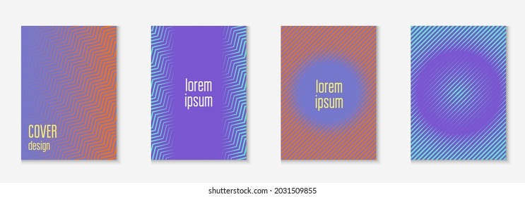 Gradient cover template. Orange and purple. Hipster banner, wallpaper, page, booklet layout. Gradient cover template with line geometric elements and shapes.