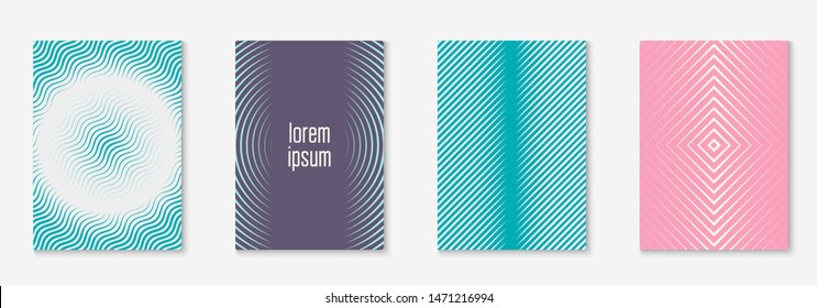 Gradient cover template. Pink and turquoise. Multiply page, wallpaper, notebook, presentation mockup. Gradient cover template with line geometric elements and shapes.