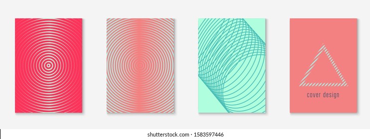 Gradient cover template. Pink and turquoise. Digital notebook, book, certificate, folder concept. Gradient cover template with line geometric elements and shapes.