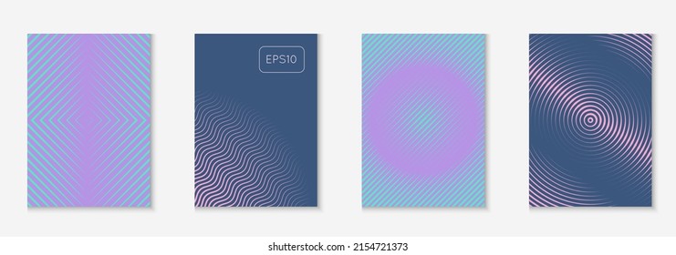 Gradient cover template. Purple and turquoise. Memphis presentation, banner, web app, notebook concept. Gradient cover template with line geometric elements and shapes.