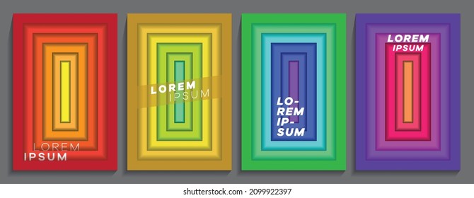 Gradient Cover Template with Rectangles. Rectangles Created with Different Colors. Fashion Vector Geometric Cover. Cover Design Template for Presentation, Brochure, Catalogue, Poster.