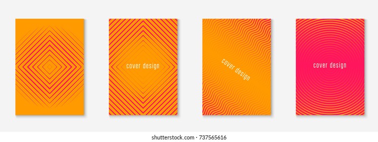 Gradient cover template set. Futuristic gradient cover template for banner, presentation and brochure. Minimalistic colorful shapes. Abstract business illustration