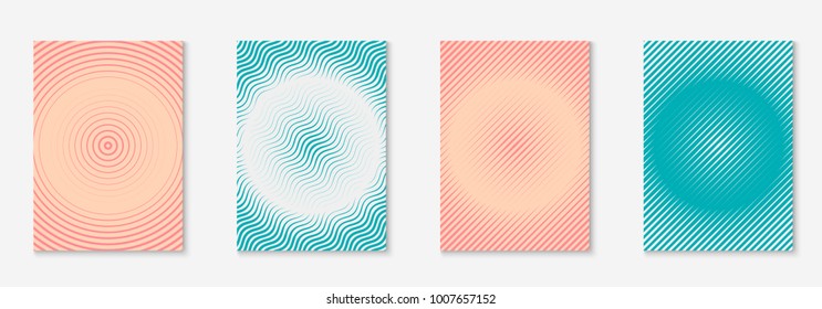 Gradient cover template set. Minimal trendy layout with halftone. Futuristic gradient cover template for banner, presentation and brochure. Minimalistic colorful shapes. Abstract business illustration