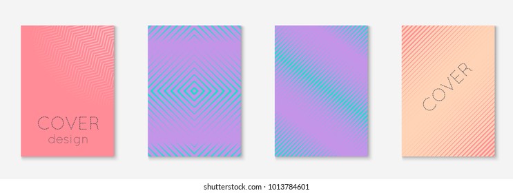 Gradient cover template set. Minimal trendy layout with halftone. Futuristic gradient cover template for banner, presentation and brochure. Minimalistic colorful shapes. Abstract business illustration